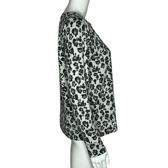 Loft Sleep Shirt Gray Black Pink Leopard Print Sweatshirt Long Sleeve - Picture 2 of 7